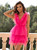 Pink V-neck Tulle Tiers Short Party Dress