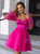 Pink Long Sleeve Square Neck Party Dress