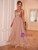 Champagne Tulle Sequins V-neck Party Dress