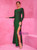 Green Long Sleeve Split Party Dress