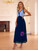Blue Deep V-neck Long Dress