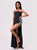 Black Strapless Bow Split Long Dress