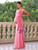 Pink Sheath One Shoulder Long Party Dress