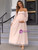 Pink Long Sleeve Strapless Long Dress