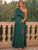 Green Long Sleeve One Shoulder Split Long Dress