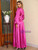 Fuchsia Long Sleeve V-neck Long Dress