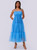 Blue Tulle Straps Pleats Long Party Dress