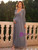 Gray Tulle Sequins Long Sleeve Party Dress
