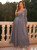 Gray Tulle Sequins Long Sleeve Party Dress