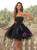 Black Tulle Spaghetti Straps Short Party Dress