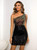 Black Sequins One Shoulder Beading Party Dress