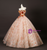 Champagne Tulle Sequins Flower Beading Quinceanera Dress