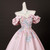 Pink Satin Off the Shoulder Appliques Beading Prom Dress