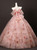 Pink Tulle Print 3D Flower Prom Dress