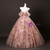 Pink Tulle Print 3D Flower Prom Dress