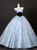 Blue Satin Tulle Strapless Butterfly Prom Dress