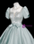 Green Satin Sequins Puff Sleeve Quinceanera Dress