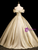 Gold Off the Shoulder Sequins Appliques Quinceanera Dress