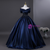 Navy Blue Satin Off the Shoulder Beading Quinceanera Dress