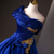 Blue Satin Pleats Beading Quinceanera Dress