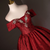 Burgundy Print Crystal Off the Shoulder Quinceanera Dress