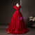Red Satin V-neck Pleats Beading Quinceanera Dress