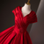 Red Satin V-neck Pleats Beading Quinceanera Dress