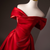 Red Satin Off the Shoulder Pleats Prom Dress