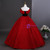 Red Black Off the Shoulder Quinceanera Dress