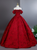 Red Print Off the Shoulder 3D Flower Quinceanera Dress