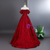 Red Print Off the Shoulder 3D Flower Quinceanera Dress