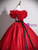 Red Satin Off the Shoulder Appliques Quinceanera Dress