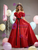 Red Satin Off the Shoulder Appliques Quinceanera Dress