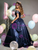 Navy Blue Satin Pleats Beading Quinceanera Dress