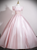 Pink Satin Short Sleeve Beading Quinceanera Dress