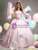 Pink Satin Short Sleeve Beading Quinceanera Dress