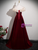 Burgundy Velvet Off the Shoulder Split Prom Dress