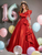 Red Satin Long Sleeve Appliques Quinceanera Dress