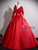 Red Satin Long Sleeve Beading Sequins Quinceanera Dress