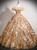 Gold Sequins Ball Gown Off the Shoulder Quinceanera Dress