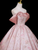 Ball Gown Pink Print Off the Shoulder Quinceanera Dress