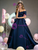 Navy Blue Satin Pleats Off the Shoulder Quinceanera Dress