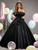 Black Satin Off the Shoulder 3D Flower Quinceanera Dress
