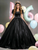 Champagne Print Puff Sleeve Pleats Quinceanera Dress