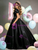 Champagne Print Puff Sleeve Pleats Quinceanera Dress