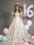 Champagne Print Puff Sleeve Pleats Quinceanera Dress