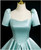 Light Blue Satin Puff Sleeve Prom Dress