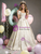 Champagne Print Puff Sleeve 3D Flower Quinceanera Dress