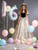 Champagne Puff Sleeve Crystal Quinceanera Dress