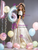 Champagne Puff Sleeve Crystal Quinceanera Dress